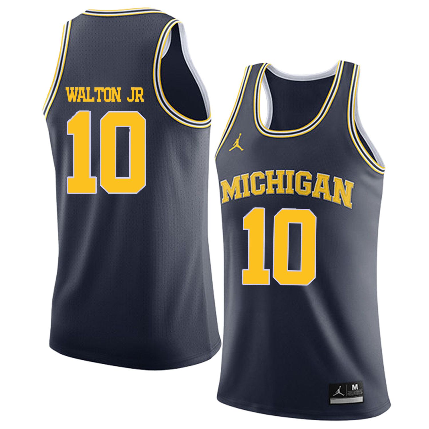 Men Jordan University of Michigan Basketball Navy #10 walton jr Customized NCAA Jerseys->customized ncaa jersey->Custom Jersey